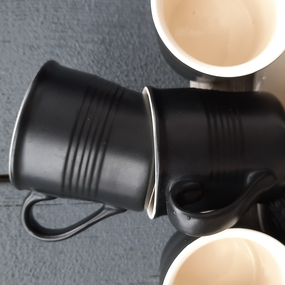 Set of 8 Matte Black Mann Stoneware 4oz. Espresso Cups - Picture 4 of 7